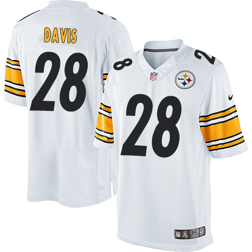 Men's Limited Sean Davis Nike Jersey White Road - #28 NFL Pittsburgh Steelers